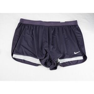 Nike Dri-FIT Running Shorts Womens 2X Purple 2-in-1‎ Perforated Training workout